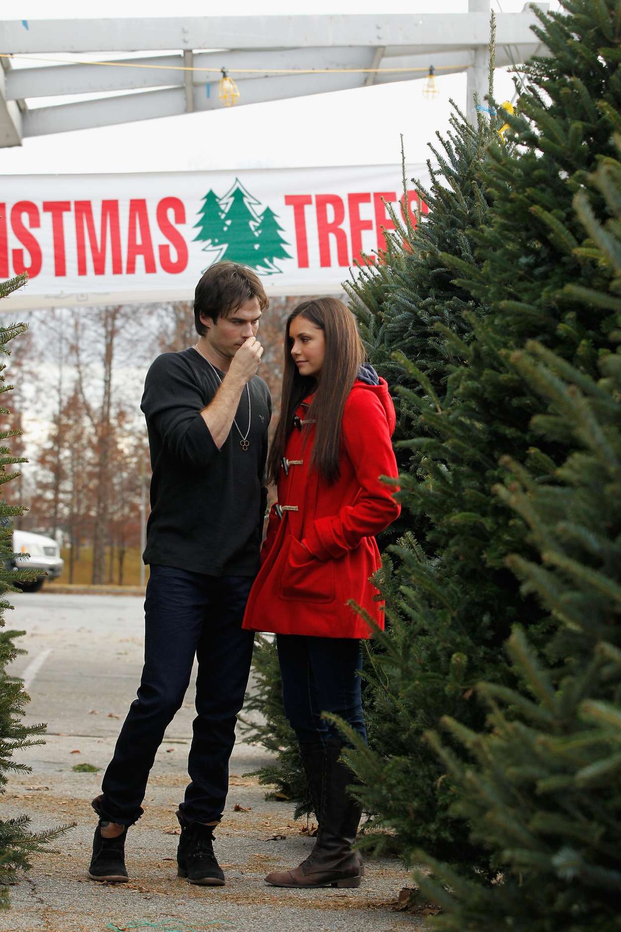 Nina Dobrev and Ian - Picks out a Christmas Tree in Atlanta